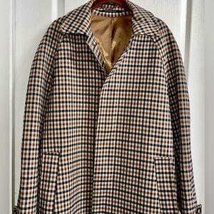 H&M Men's Brown Checkered Trench Coat